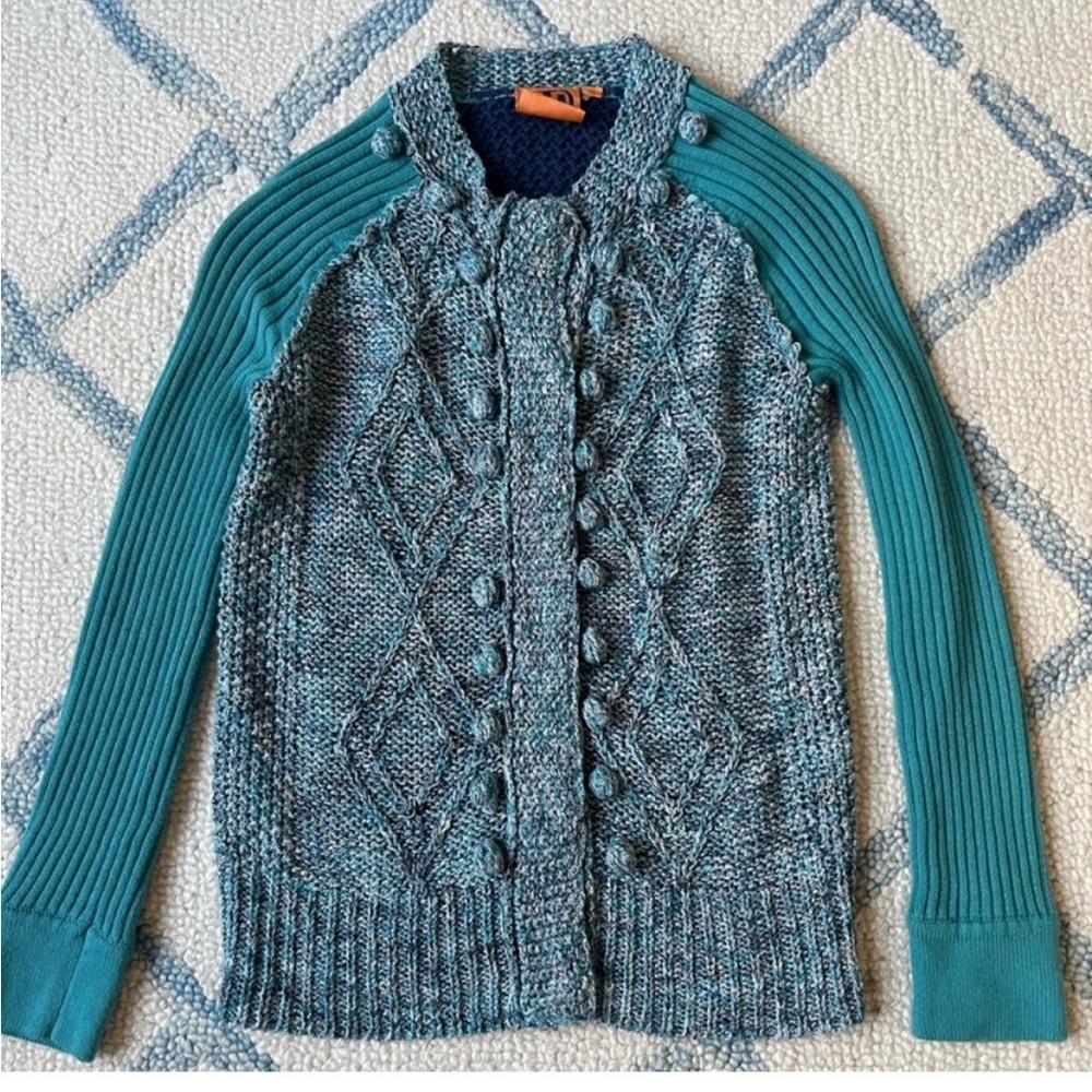 Tory Burch Blue and Gray Knit Sweater